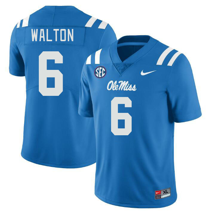 Men #6 Zamari Walton Ole Miss Rebels College Football Jerseys Stitched Sale-Power Blue - Click Image to Close